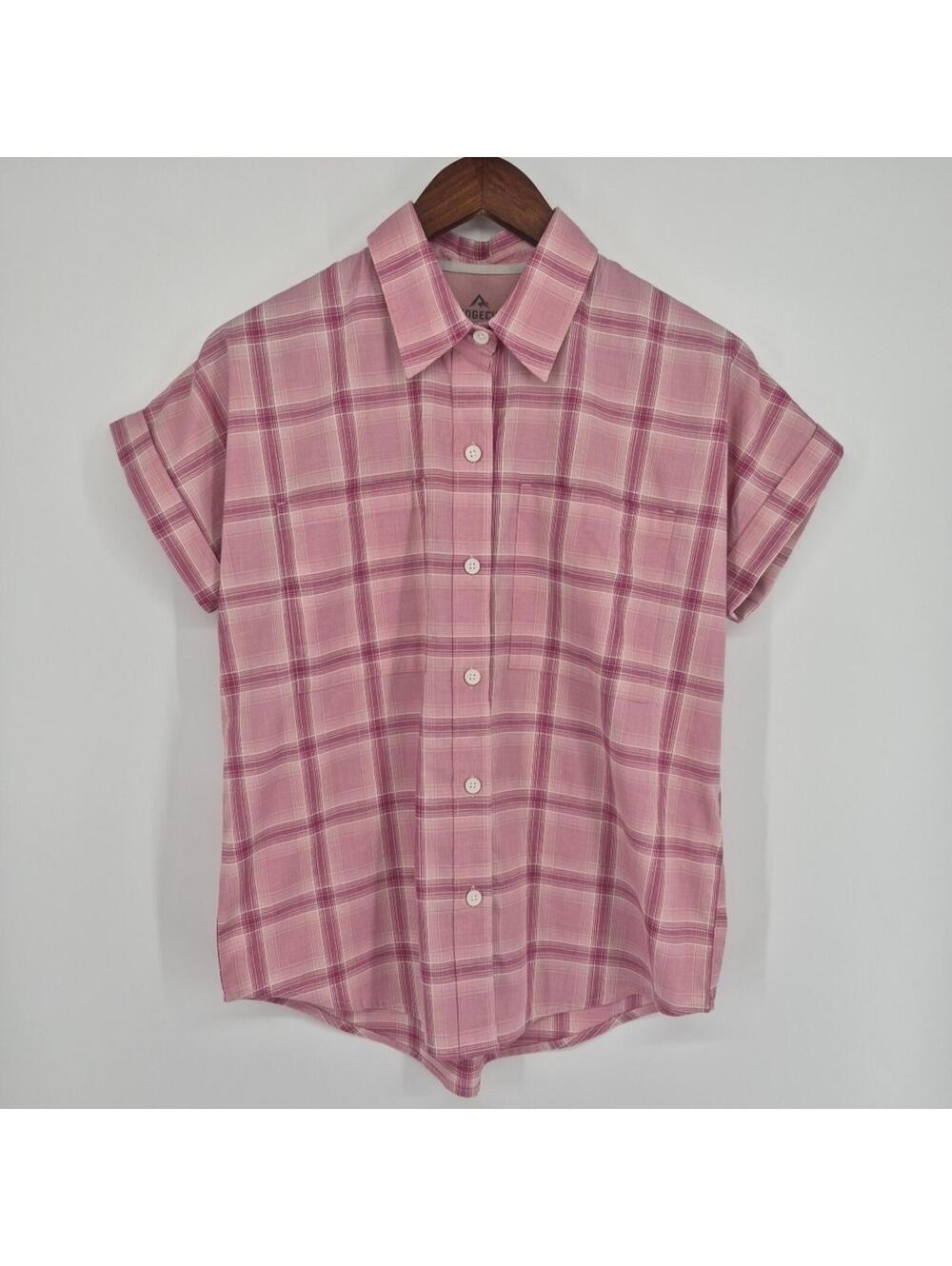 Ridgecut Toughwear Pink Plaid Short Sleeve Button Up Shirt Women's XS Casual Top